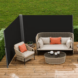 VEVOR Retractable Side Awning, 180X600cm Aluminum Outdoor Privacy Screen, 280g Polyester Water-proof Retractable Patio Screen, UV 30+ Room Divider Wind Screen for Patio, Backyard, Balcony, Black - Low Angle