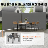 VEVOR Retractable Side Awning, 180X600cm Aluminum Outdoor Privacy Screen, 280g Polyester Water-proof Retractable Patio Screen, UV 30+ Room Divider Wind Screen for Patio, Backyard, Balcony, Gray - Top-Down View