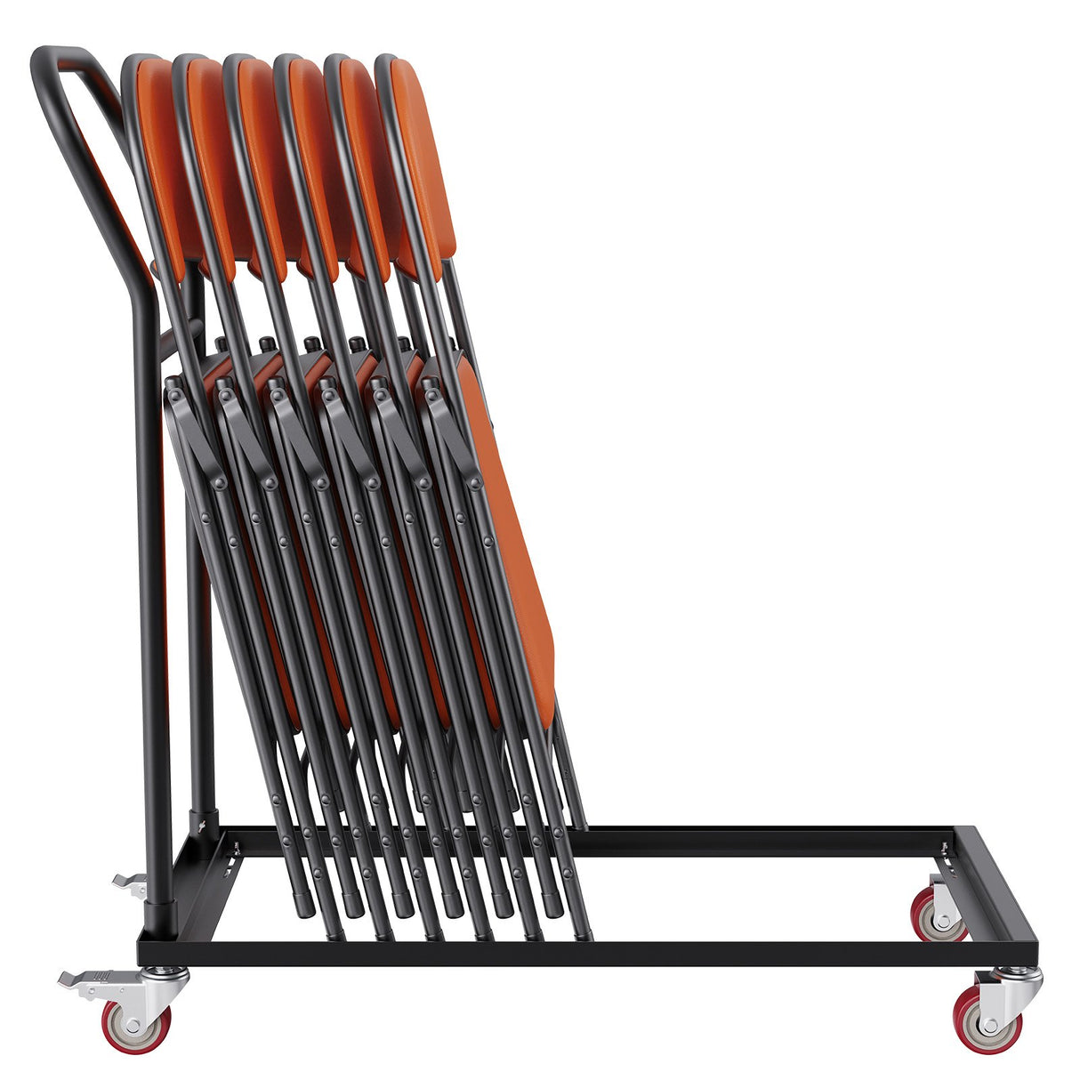 VEVOR Folding Chair Dolly, Iron Commercial Cart with 12 Chairs Capacity, Folding Chairs Rack Trolley with 4 Casters, Storage Transport Dolly for Flat