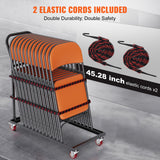 VEVOR Folding Chair Dolly, Iron Commercial Cart with 12 Chairs Capacity, Folding Chairs Rack Trolley with 4 Casters, Storage Transport Dolly for Flat
