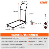 VEVOR Folding Chair Dolly, Iron Commercial Cart with 12 Chairs Capacity, Folding Chairs Rack Trolley with 4 Casters, Storage Transport Dolly for Flat