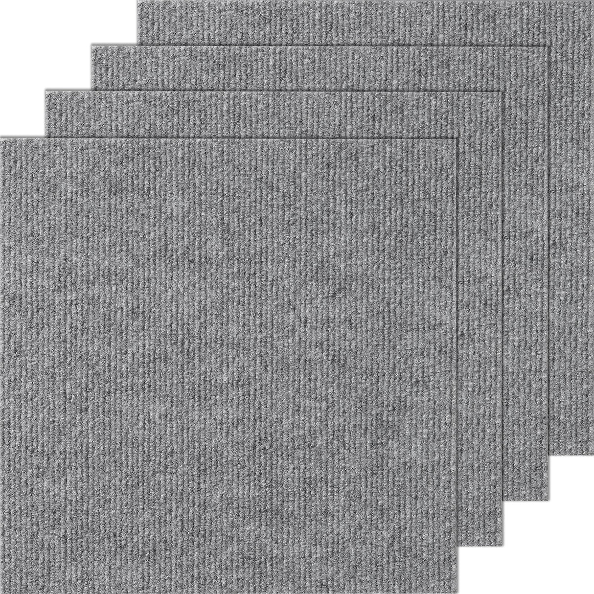 VEVOR Carpet Tiles Peel and Stick, Squares Self Adhesive Carpet Floor Tile, Soft Padded Carpet Tiles, Easy Install DIY for Bedroom Living Room Indoor Outdoor (12 Tiles, Light Gray)