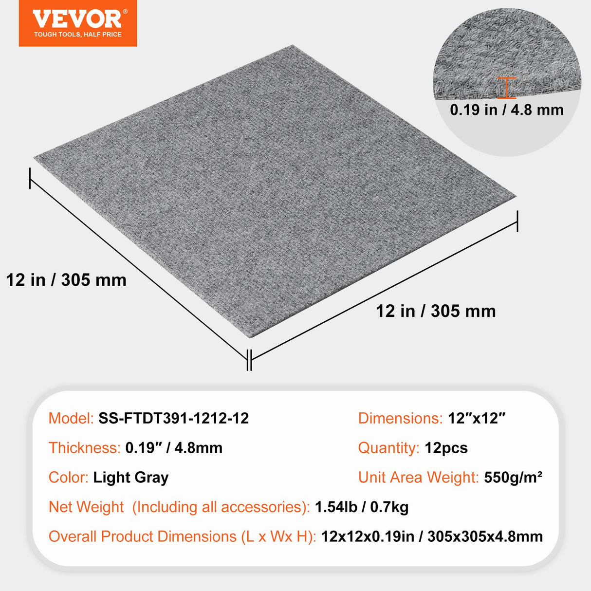 VEVOR Carpet Tiles Peel and Stick, Squares Self Adhesive Carpet Floor Tile, Soft Padded Carpet Tiles, Easy Install DIY for Bedroom Living Room Indoor