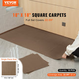 VEVOR Carpet Tiles Peel and Stick, Squares Self Adhesive Carpet Floor Tile, Soft Padded Carpet Tiles, Easy Install DIY for Bedroom Living Room Indoor Outdoor (10 Tiles, Dark Brown) - Front View