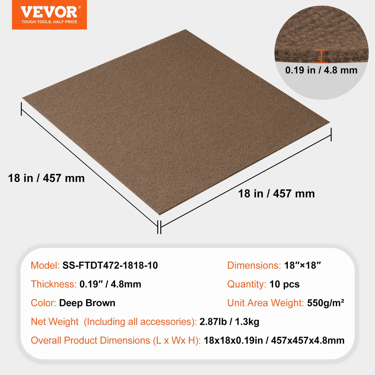 VEVOR Carpet Tiles Peel and Stick, Squares Self Adhesive Carpet Floor Tile, Soft Padded Carpet Tiles, Easy Install DIY for Bedroom Living Room Indoor