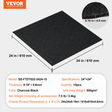 VEVOR Carpet Tiles Peel and Stick, 24” x 24” Squares Self Adhesive Carpet Floor Tile, Soft Padded Carpet Tiles, Easy Install DIY for Bedroom Living Room Indoor Outdoor (15Tiles, Carbon Black) - Close-Up Angle