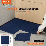 VEVOR Carpet Tiles Peel and Stick, Squares Self Adhesive Carpet Floor Tile, Soft Padded Carpet Tiles, Easy Install DIY for Bedroom Living Room Indoor Outdoor (15Tiles, Dark Blue) - Front View