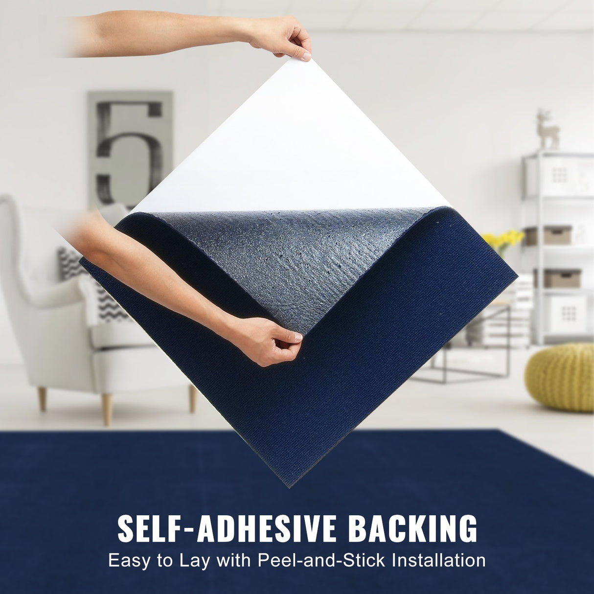 VEVOR Carpet Tiles Peel and Stick, Squares Self Adhesive Carpet Floor Tile, Soft Padded Carpet Tiles, Easy Install DIY for Bedroom Living Room Indoor
