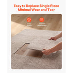 Carpet Tiles 457x457 mm, 10 Pack Carpet Square Rug Detachable & Damage-free, Self Adhesive Home Floor Soft Plush Padded for 2.1㎡ Coverage, Easy DIY for Living Room & Bedroom, Light Brown