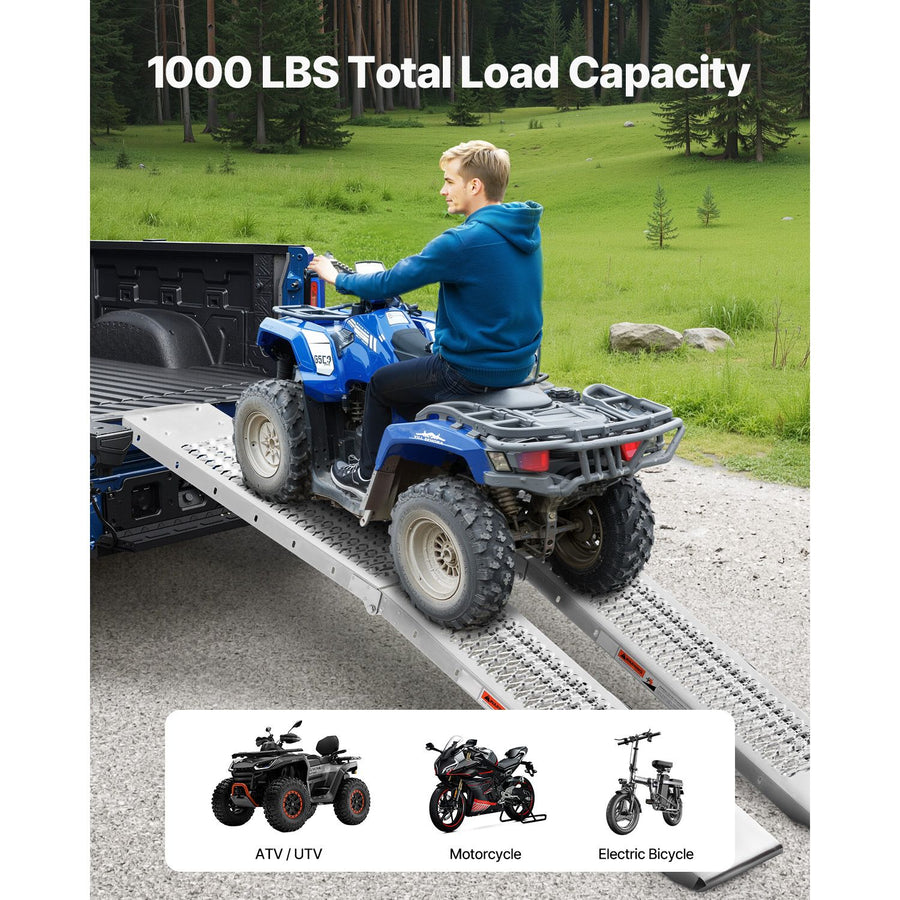 Steel Ramps, 1000 lbs, 2Pcs Heavy-duty Ramps with Wider Ramp Surface, Universal Stable Loading Ramp with Handles, Fit for ATV, UTV, Motorcycle, Electric Bicycle, etc.