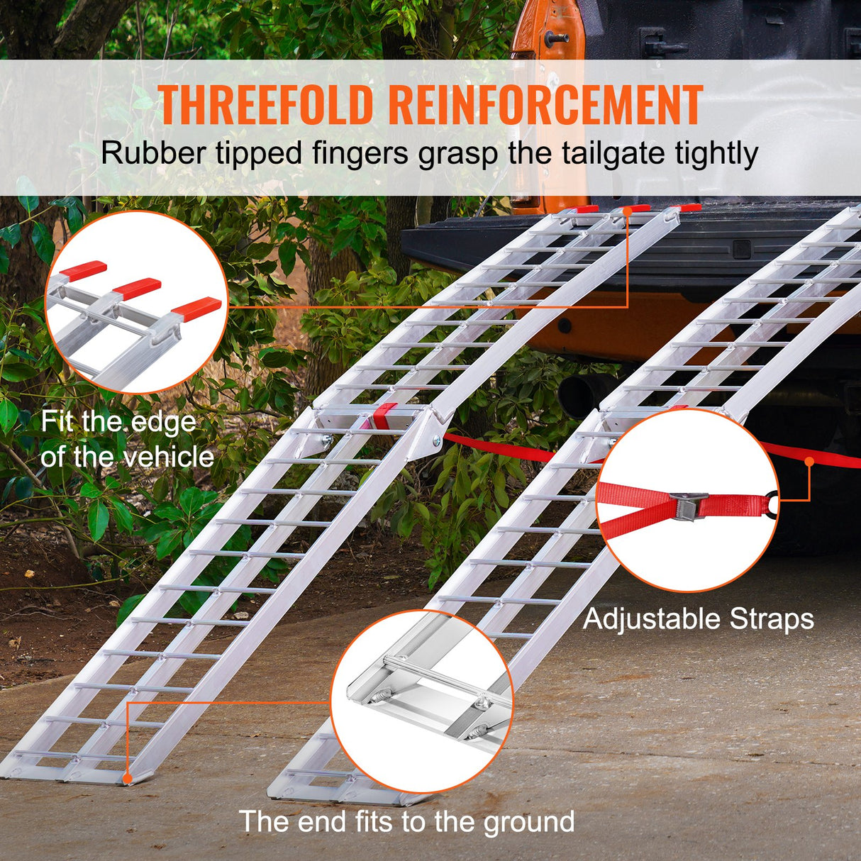 VEVOR Aluminum Ramp 1500 LBS Foldable Loading Ramps for Pickup Trucks Bed 2 PCS