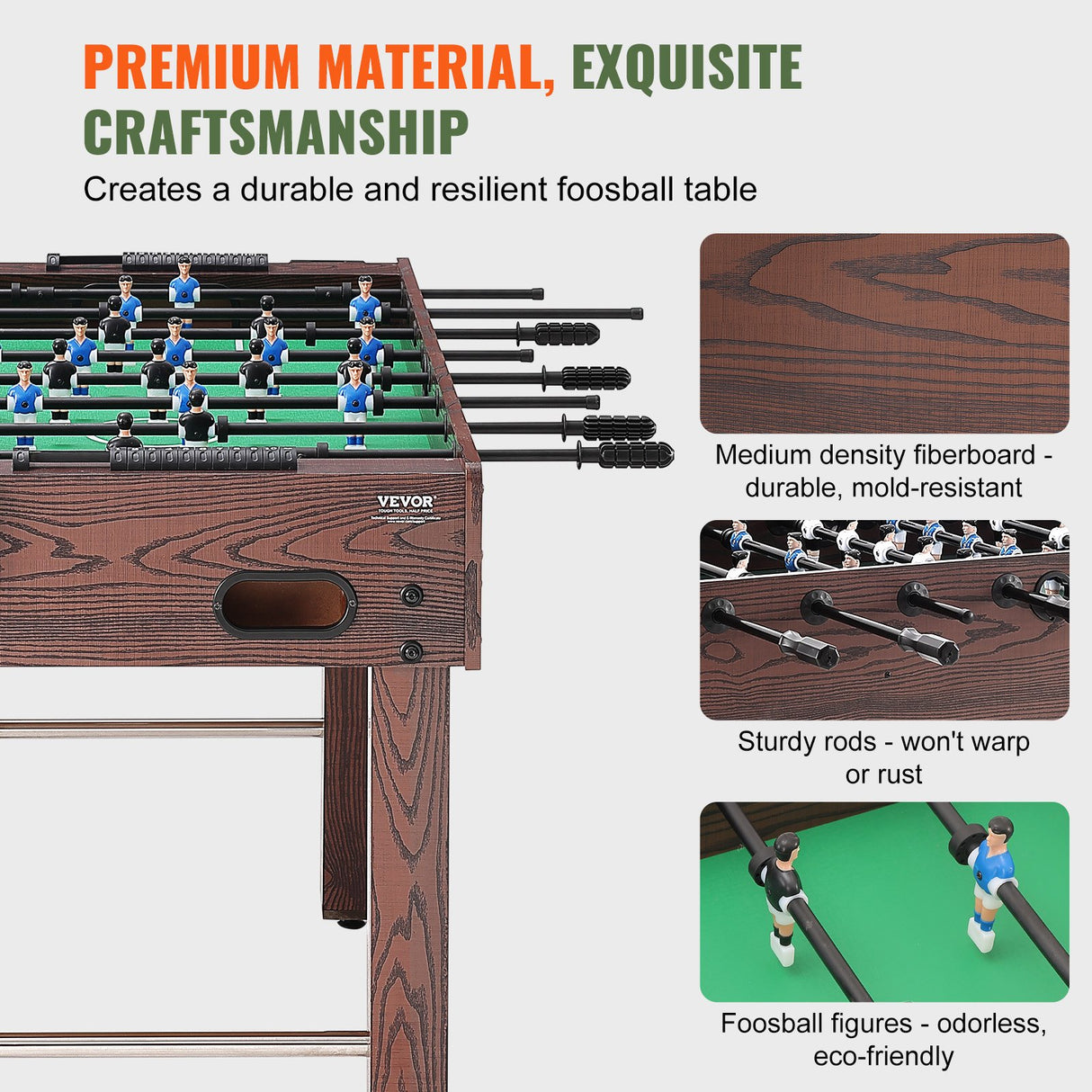 VEVOR Foosball Table, 48 inch Standard Size Foosball Table, Indoor Full Size Foosball Table for Home, Family, and Game Room, Soccer with Foosball