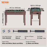 VEVOR Foosball Table, 48 inch Standard Size Foosball Table, Indoor Full Size Foosball Table for Home, Family, and Game Room, Soccer with Foosball Table Set, Includes 2 Balls and 2 Cup Holders - Close-Up Angle