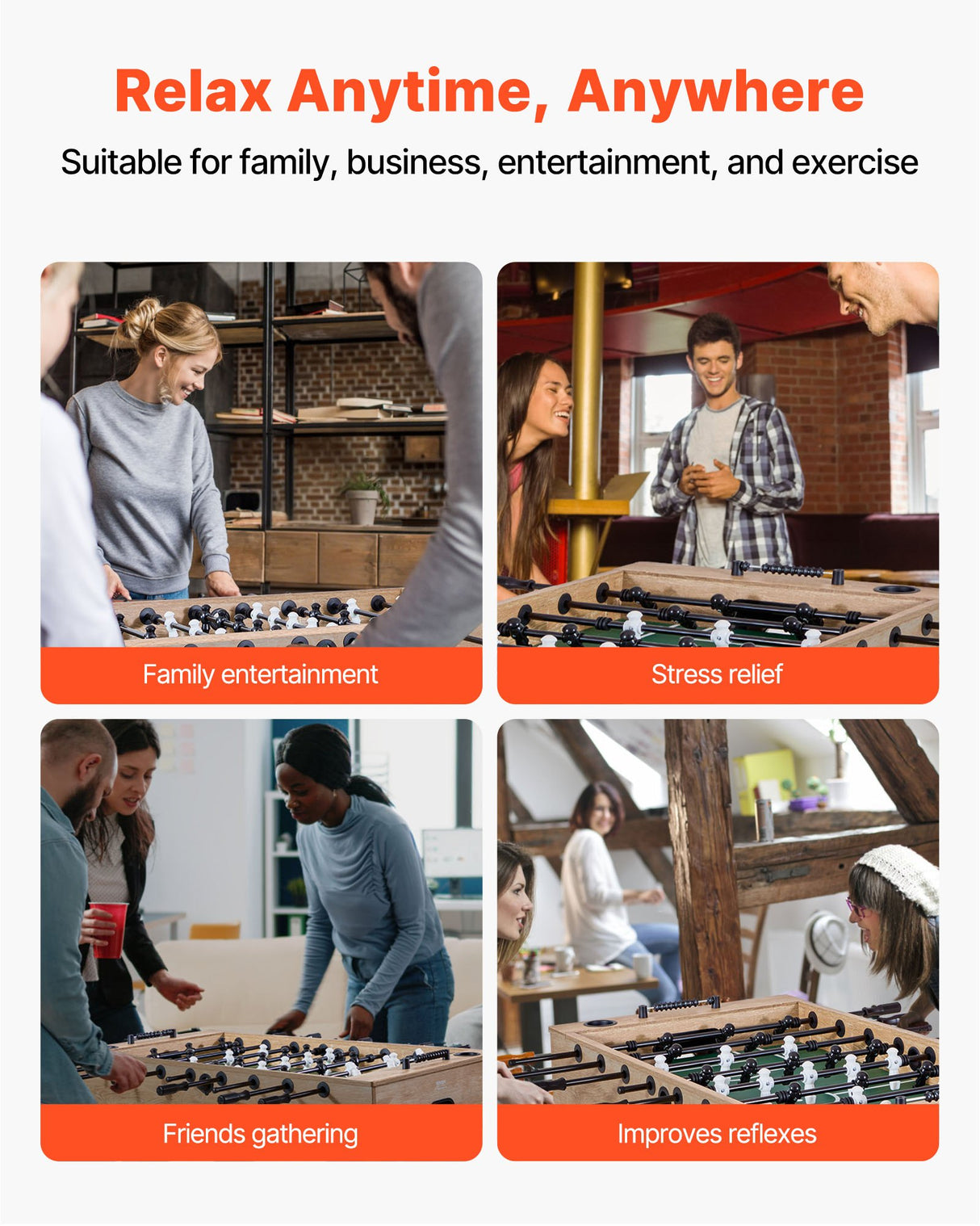 VEVOR 140 cm Foosball Soccer Game Table Standard Size Foosball Table for Home