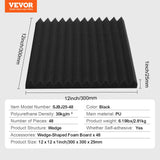 VEVOR Acoustic Foam Panels 48 Pack 12 x 12 x 1 in Adhesive for Wall Ceiling - Rear View