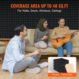 VEVOR Acoustic Foam Panels 48 Pack 12 x 12 x 2 in Adhesive for Wall Ceiling - 45-Degree Angle