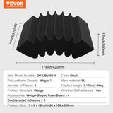 VEVOR Acoustic Foam Panels 4 Pack 16.5 x 6.3 x 12 in Adhesive for Wall Ceiling - Close-Up Angle