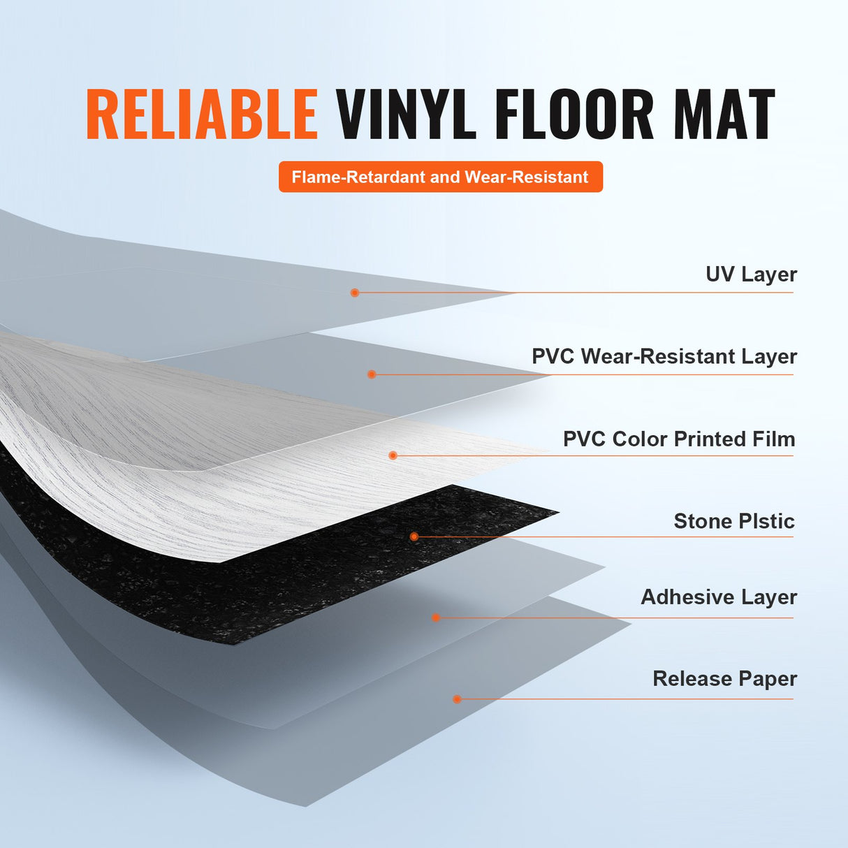 VEVOR Self Adhesive Vinyl Floor Tiles 36 x 6 inch, 36 Tiles 2.5mm Thick Peel & Stick, Light Gray Wood Grain DIY Flooring for Kitchen, Dining Room,