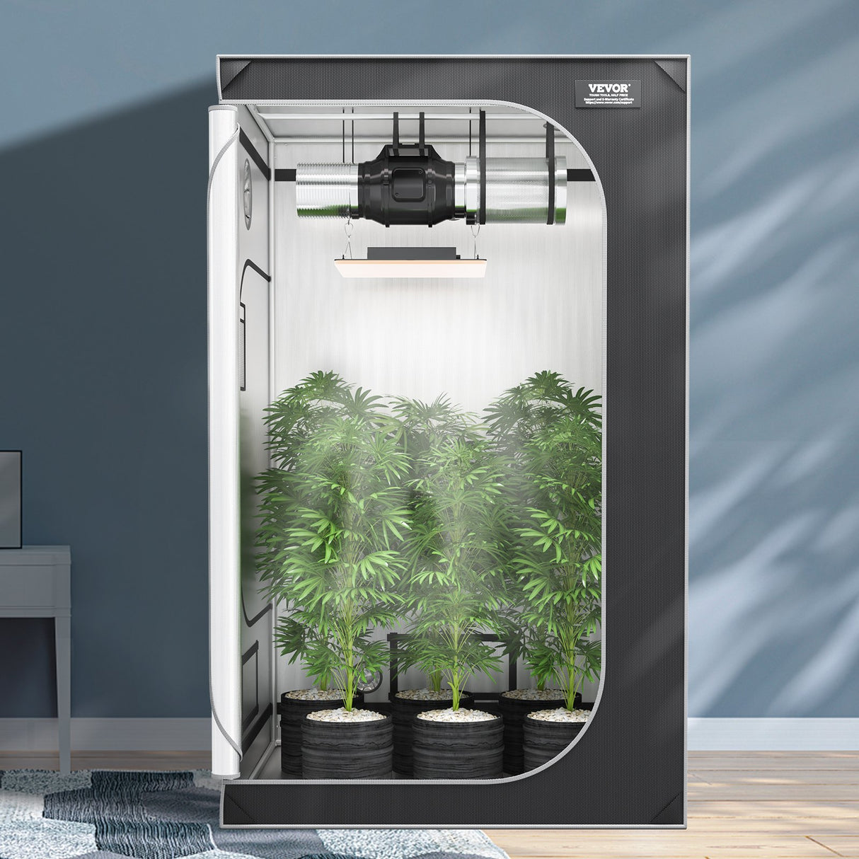 VEVOR Grow Tent 48 x 48 x 80 in Indoor Growing Tent Hydroponic Window Door Tray