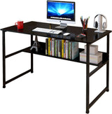 Computer Desk Table Study Table With Shelf - Black - Rear View
