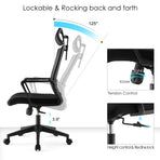 Office chair high back ergonomic swivel computer gaming chair black - Grey