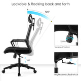 Office chair high back ergonomic swivel computer gaming chair black - Grey - Front View