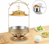 Gold Chafing Dish Buffet Set, Luxury Buffet r Hanging Lid Dining Stove Set with Lid - Front View
