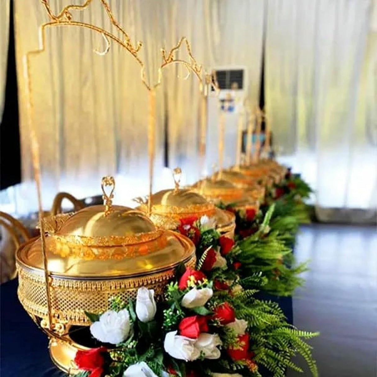 Gold Chafing Dish Buffet Set, Luxury Buffet r Hanging Lid Dining Stove Set with Lid