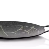 Nonstick Barbecue Grill Pan Sturdy Cast Iron Griddle - 34CM - Side View