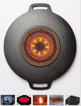 Nonstick Barbecue Grill Pan Sturdy Cast Iron Griddle - 30CM - Top-Down View