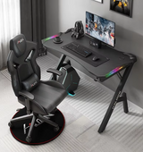 Gaming Desk with LED Lights Computer Desk K Shaped Desk - 120 x 60 - Side View