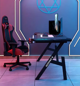 Gaming Desk with LED Lights Computer Desk K Shaped Desk - 120 x 60 - Top-Down View