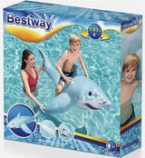 Bestway 1.83m x 1.02m Realistic Shark Pool Float Inflatable Rubber Ride on for Kids - Side View