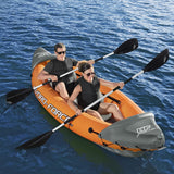 Bestway 3.21m x 1.00m Rapid X2 Kayak for 2 with Hand Pump, Paddles, Seats, Fins and Storage Bag Two Seater - Front View