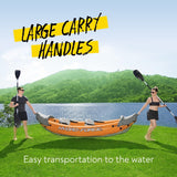 Bestway 3.21m x 1.00m Rapid X2 Kayak for 2 with Hand Pump, Paddles, Seats, Fins and Storage Bag Two Seater - Top-Down View