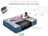 Bestway 2.03m x 1.52m x 36cm Tritech Fashion Flock comfortable inflatable Air Mattress Queen Built-in AC Pump - Side View