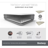 Bestway 2.03m x 1.52m x 46cm Tritech Air Mattress Queen Built-in AC pump - 45-Degree Angle