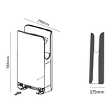 ULTRA COMPACT Jet Hand Dryer - 1850W - Top-Down View