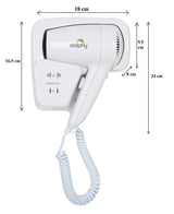 Wall Mount Hair Dryer 1200W - White - Side View