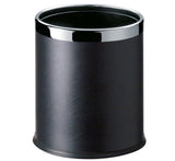 Round Leatherette Black Room Bin
