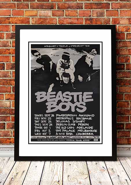 Beastie Boys 'Australian Tour' Poster 1990 - Framed A3