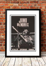 Jimi Hendrix 'KB Hallen' Copenhagen, Denmark Poster 1970 - Framed A1