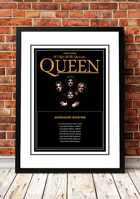Queen 'A Night At The Opera' Australian Tour Poster 1976 - Framed A2