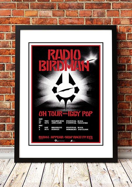 Radio Birdman / Iggy Pop 'Australian Tour' Poster 1984 - Framed A3