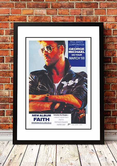 George Michael ??ustralian Tour??In Store Promotional Poster 1988 - Framed A4