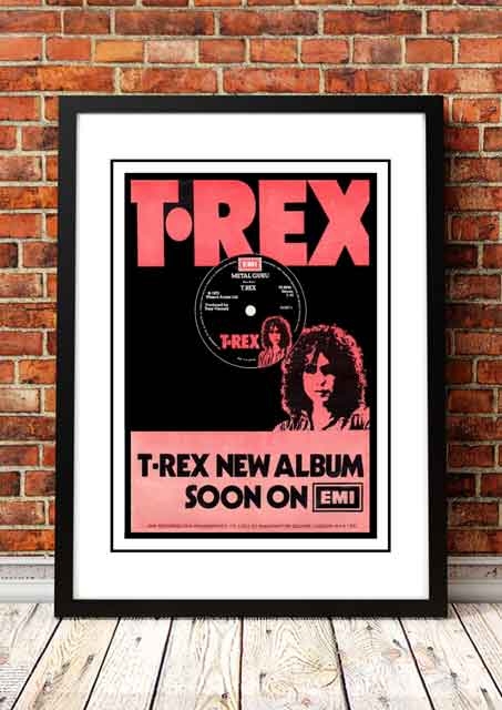 T Rex / Marc Bolan ??lider??In Store Promotional Poster 1972 - Framed A6