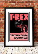 T Rex / Marc Bolan ??lider??In Store Promotional Poster 1972 - Framed A6