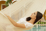 Mayan Legacy Marble Single Hammock - Perfect for Relaxation Anywhere - Close-Up Angle