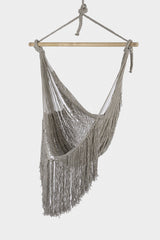 Fringed Cotton Rope Mexican Hammock Swing from Mexico in Dream Sands - Top-Down View