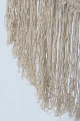 Fringed Cotton Rope Mexican Hammock Swing from Mexico in Ivory - Close-Up Angle